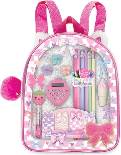 Hot Focus Kinder-Rucksack mit Schulbedarf, rosa