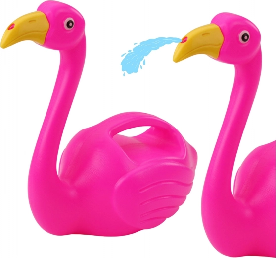 Rosa Gießkanne für Kinder aus Kunststoff in Form eines Flamingos