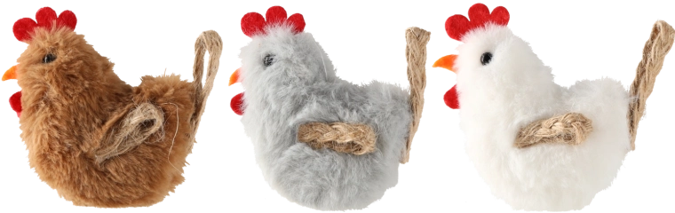 Oster-Hängedekoration Huhn 6 × 6 cm, Farbmix, 12 Stk.