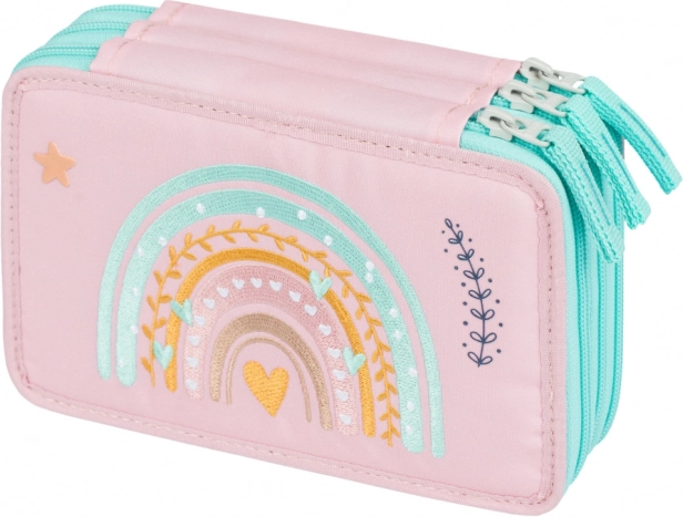 BAAGL Schulmäppchen dreistöckig Regenbogen rosa