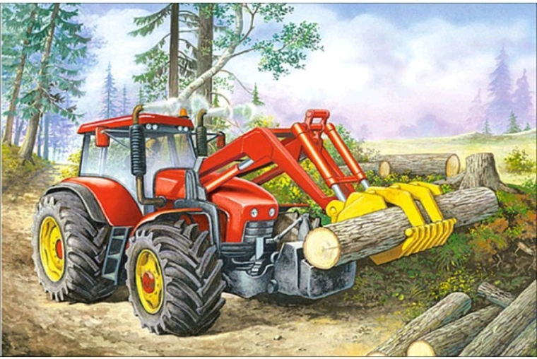 Diamantmalerei (Diamond Painting) Traktor mit Greifer 35 × 25 cm