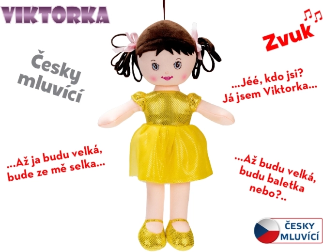 Sprechende und singende Stoffpuppe Viktorka 32 cm