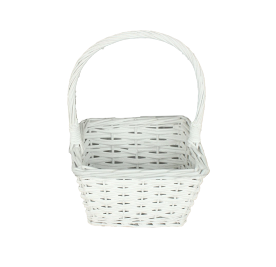 Weißer Weidenkorb mit Henkel 24 × 24 × 14/35 cm