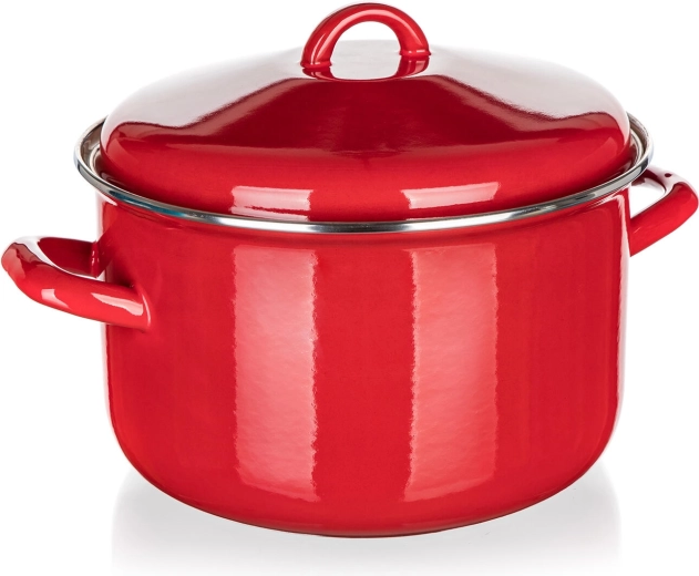 Emaille-Topf mit Deckel 24 cm 5,9 l Milton rot