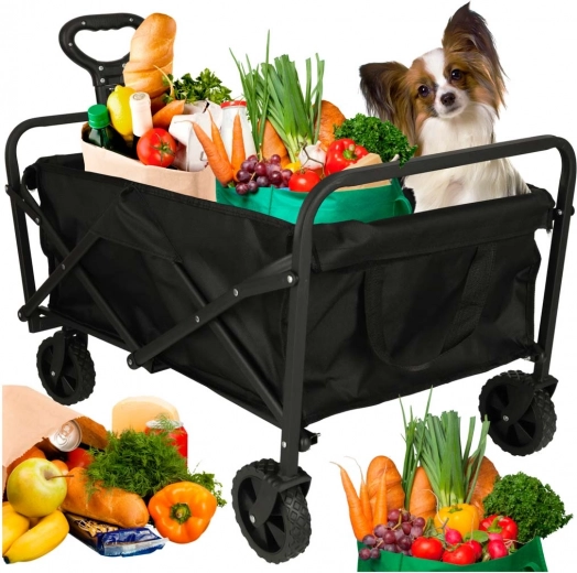 Klappbarer Transportwagen für Einkäufe mit schwenkbaren Rädern und teleskopischem Griff