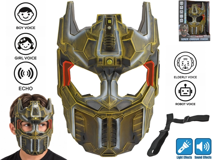 Gelbe TransforMACHINES-Maske mit Stimmverzerrer, Licht und Sound