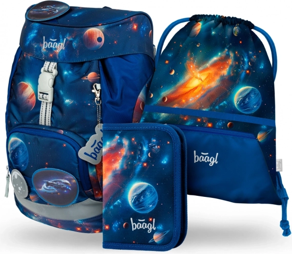Set AIRY Weltraum: Rucksack, Federmäppchen, Beutel