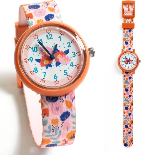 Analoge Kinderuhr Djeco Blumen