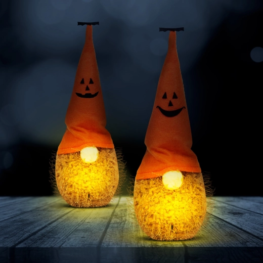 Halloween-LED-Zwerg aus Polyester, 20 cm – 1 Stück