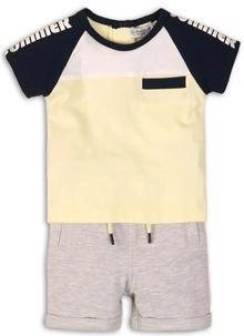 Dirkje Kinder-2-teiliges Set T-Shirt und Shorts „Sunny Summer is here!“ gelb-grau
