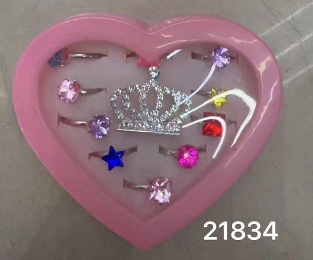 Ringe mit Steinen und Krone - Set 11 Stk.