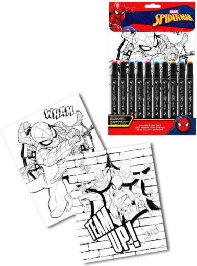 Set aus doppelseitigen Filzstiften und Malbüchern SPIDER-MAN für Kinder
