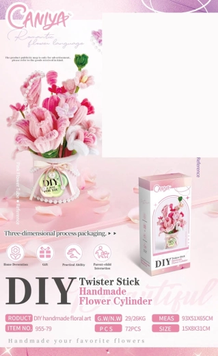 Kreativset zur Herstellung eines rosafarbenen Blumenstraußes aus weichen Blüten