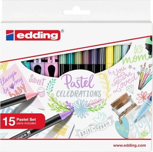 Geschenkset mit pastellfarbenen Markern und Textmarkern EDDING, 15 Stk.
