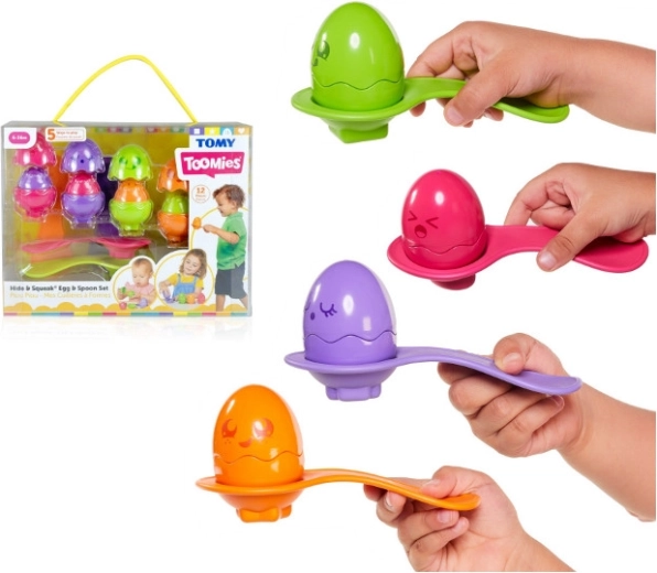 Tomy Toomies Eier mit Löffeln Hide & Squeak