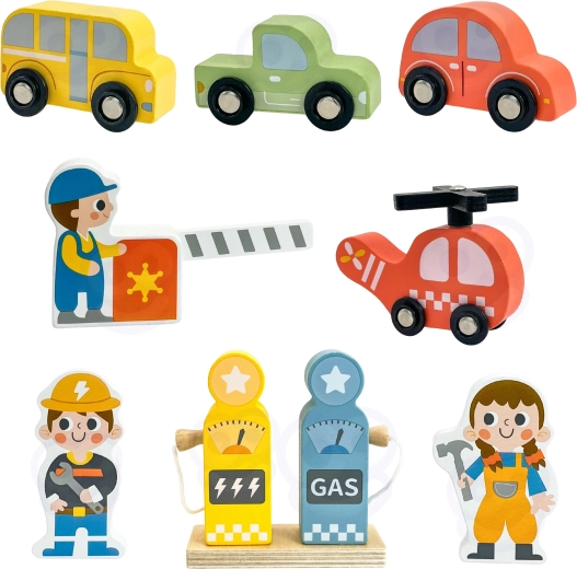 Umfangreiches Set aus Fahrzeugen und Figuren