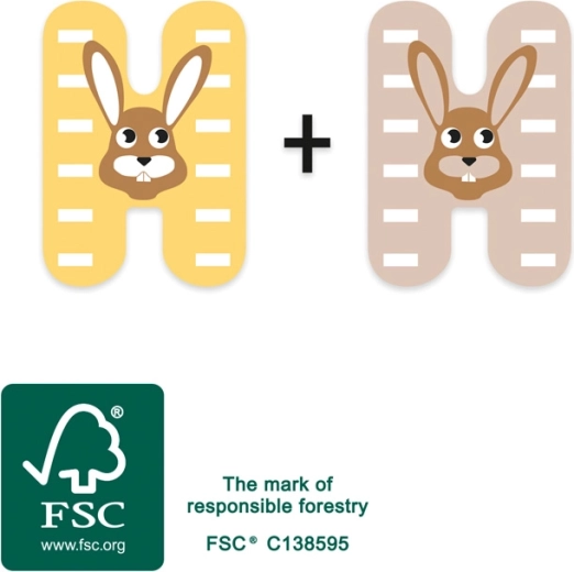 small foot Holzbuchstabe H mit Hase – 1 Stück