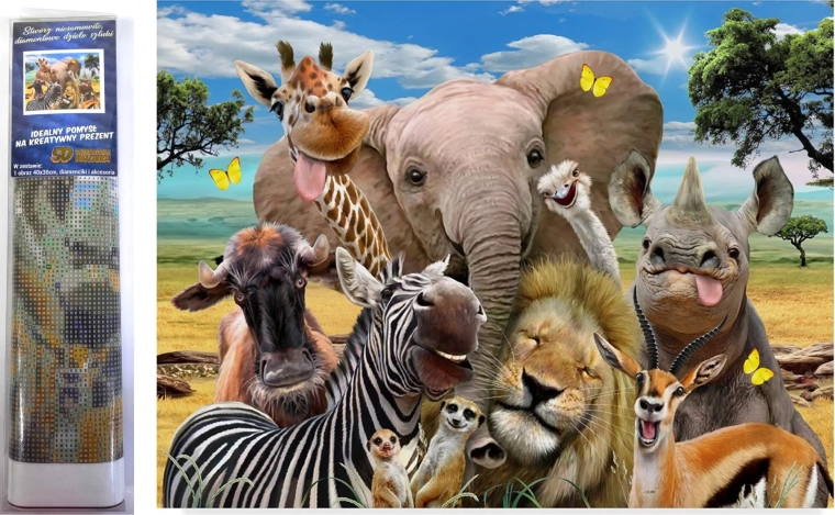 Diamantmalerei Safari Selfie 30 × 40 cm