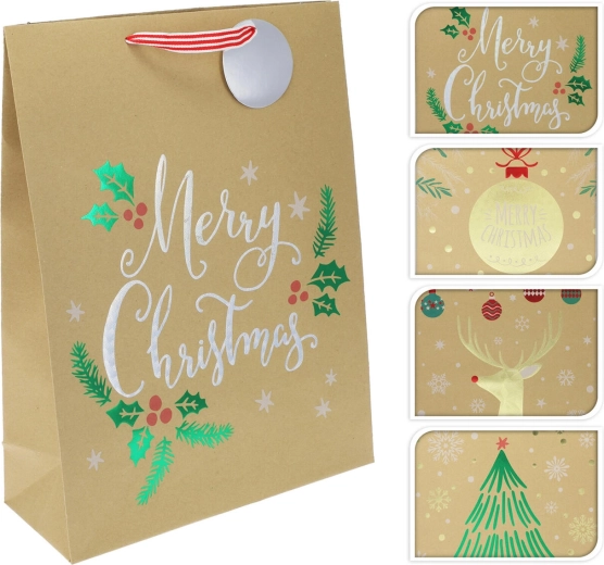 Papier-Geschenktasche XL Weihnachtsdekor-Mix 40 × 30 × 10 cm