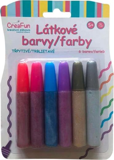 CreaFun Stofffarben mit Glitzer – Set 6×42 ml