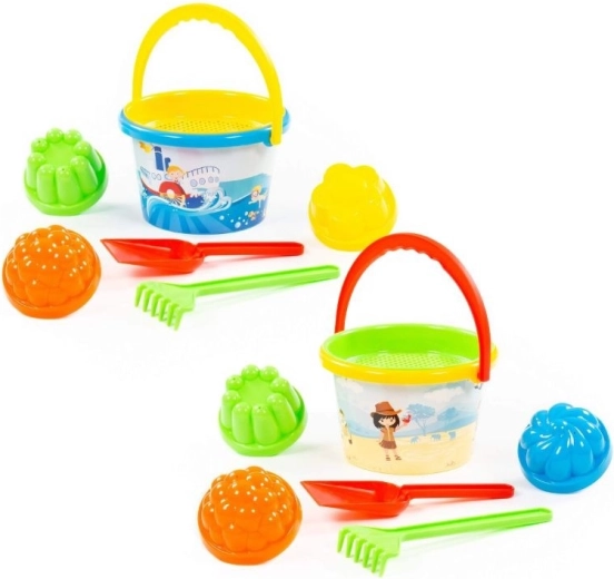 Kinder-Sandspiel-Set mit Eimer mit Aufdruck 7 Stk.