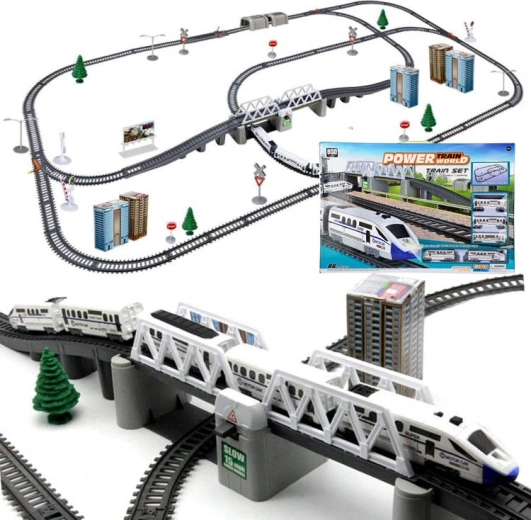 Elektrischer Personenzug mit langen Schienen