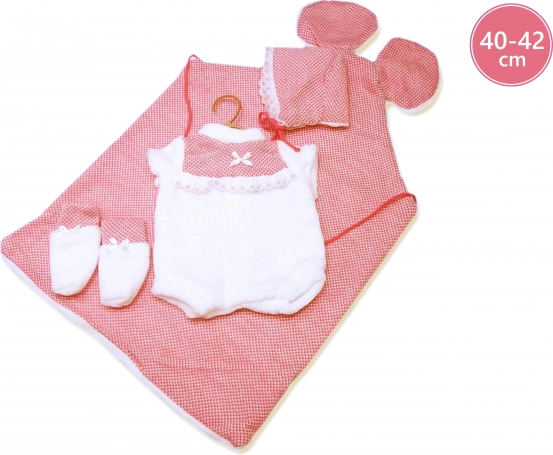 Llorens Outfit für die Puppe New Born 40–42 cm, 3‑teiliges Set mit Unterlage mit Öhrchen