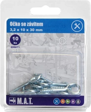 Geschlossenes Ösenschraubenauge 30 × 10 × 3,2 mm, verzinkt, 10 Stk.