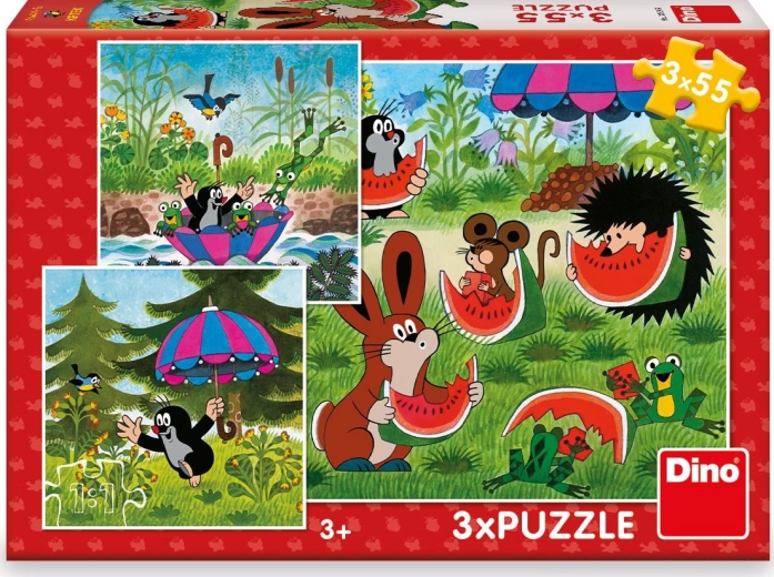 Dino Der kleine Maulwurf und das Schirmchen Puzzle 3x55 Teile