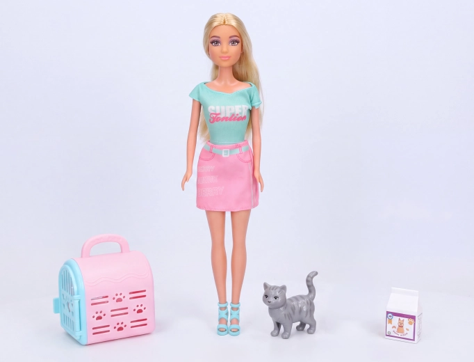 Puppe mit Katze 30 cm - 1 Stück