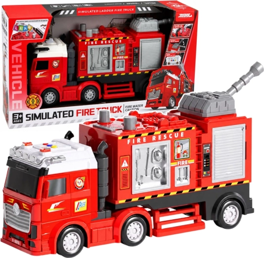Feuerwehrauto mit Wasserkanone, Licht, Sound und Friktionsantrieb