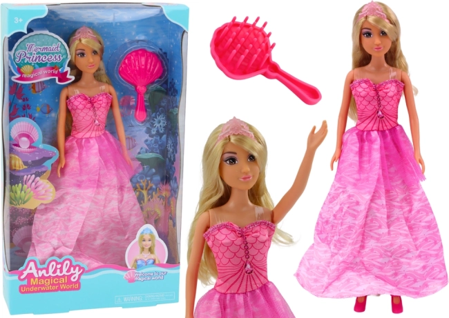 Puppe Anlily Meeresprinzessin mit rosa Kleid und Bürste
