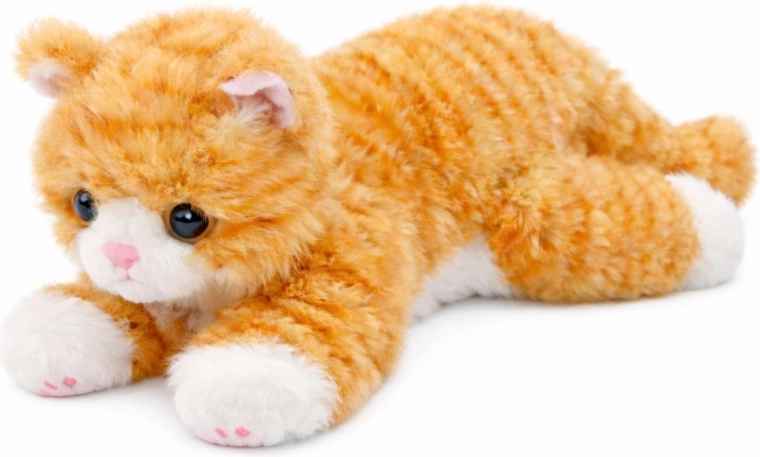 Plüschkatze liegend, rot getigert, 38 cm