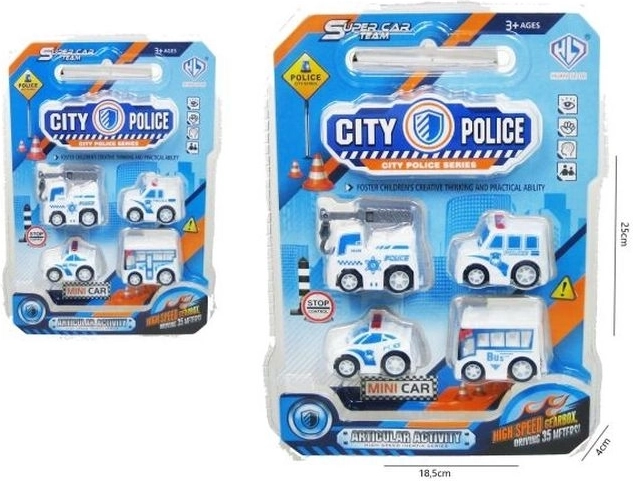 Set Polizeiautos 5 cm (4 Stk.)