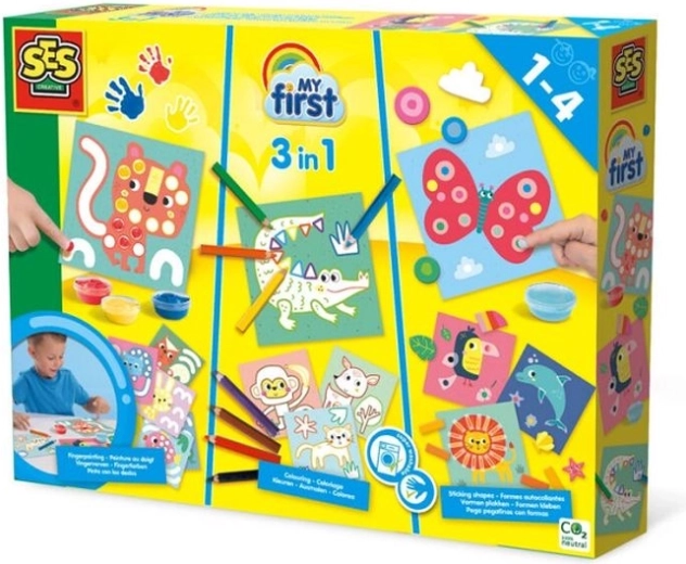 SES Creative 3-in-1 Mein erstes Basteln: Fingerfarben, Ausmalen und Sticker