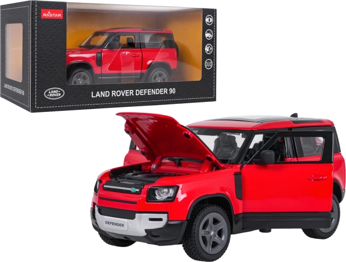 Metallmodell Land Rover Defender 90 RASTAR im Maßstab 1:24, rot