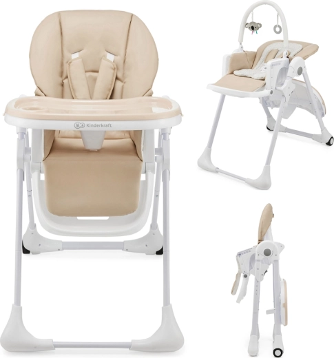 Kinderkraft Hochstuhl und Babywippe Tummie 2in1 beige
