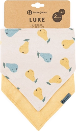 Petite&Mars Bandana-Lätzchen Luke, 2 Stk. – Beige Pears & Intense Ochre