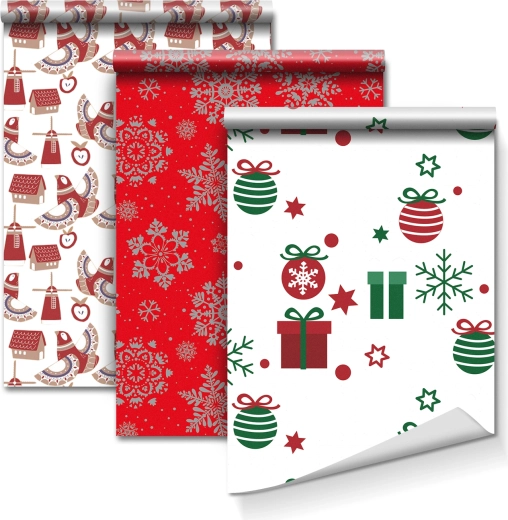 Geschenkpapier mit 3 Mustern, 70 × 150 cm