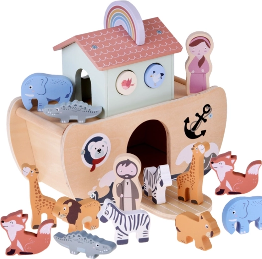 Holz-Noachs Arche mit Tierfiguren – edukativer Sortierer