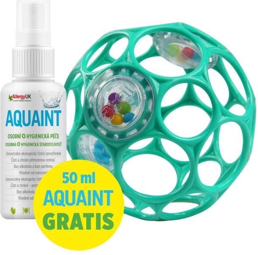 OBALL Rassel Rattle 10 cm (dunkeltürkis) + AQUAINT Reinigungswasser 50 ml