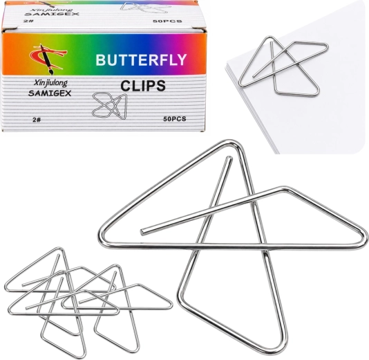 Kreuzförmige Büroklammern „Schmetterling“, aus Metall 32 mm (Packung 50 Stk.)