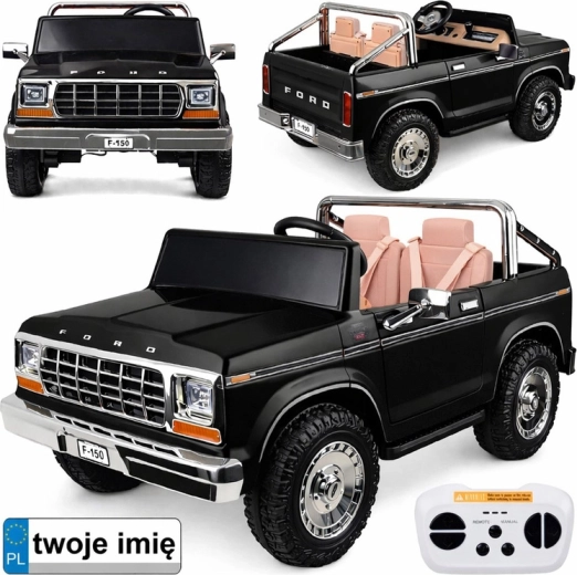 Elektroauto für Kinder Ford Bronco Pickup, Zweisitzer – schwarz