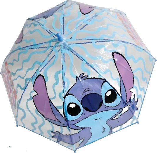 Transparenter Kinderregenschirm Lilo & Stitch, hellblau