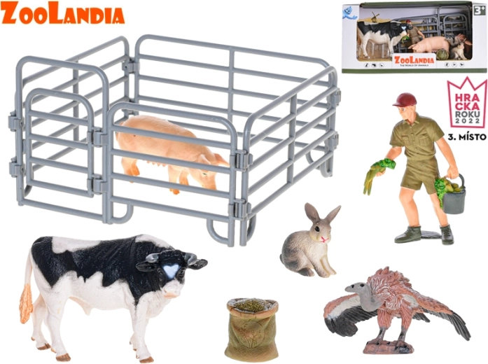 Zoolandia Bauernhof mit Stier und Tieren – Spielset mit Zubehör