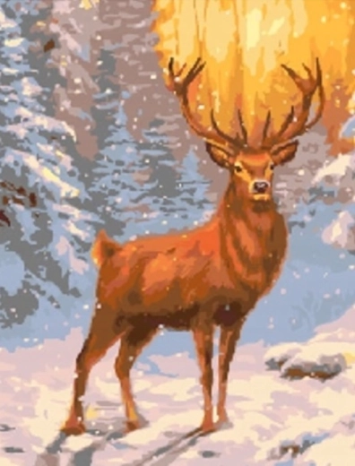 Diamantmalerei – Hirsch im verschneiten Wald 30 × 40 cm