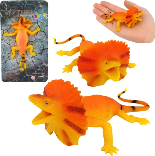 Realistische, dehnbare Gummi-Figur einer Kragenechse, 19 cm