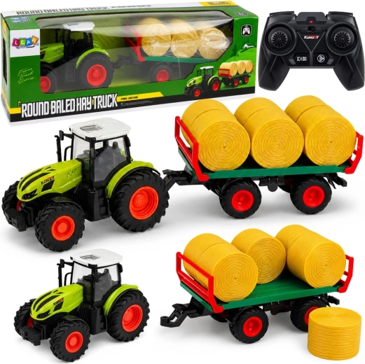 RC-Landwirtschaftstraktor mit Anhänger und Heuballen 1:24