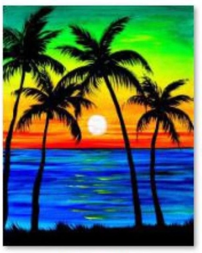 Diamantmalerei (Diamond Painting) Palmen – Sonnenuntergang 30 × 40 cm