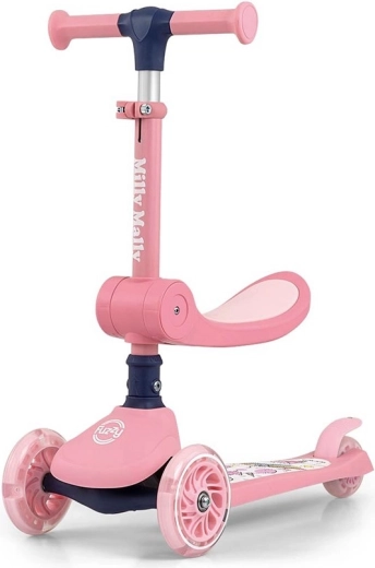 Dreirädriger Balance-Scooter mit Sitz FUZZY rosa